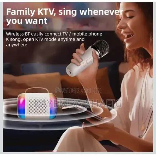 Wireless Microphone and Speaker Set With 2 Microphone Led