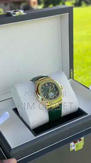 Gold Face With Green Leather Strap