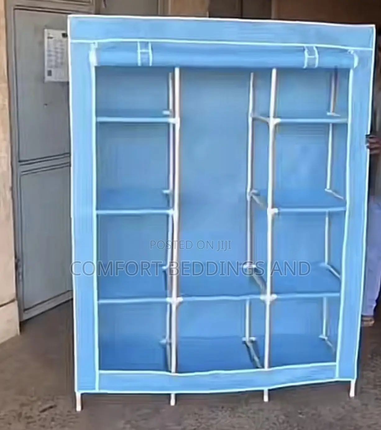 Three Column Wooden Closet Light Blue
