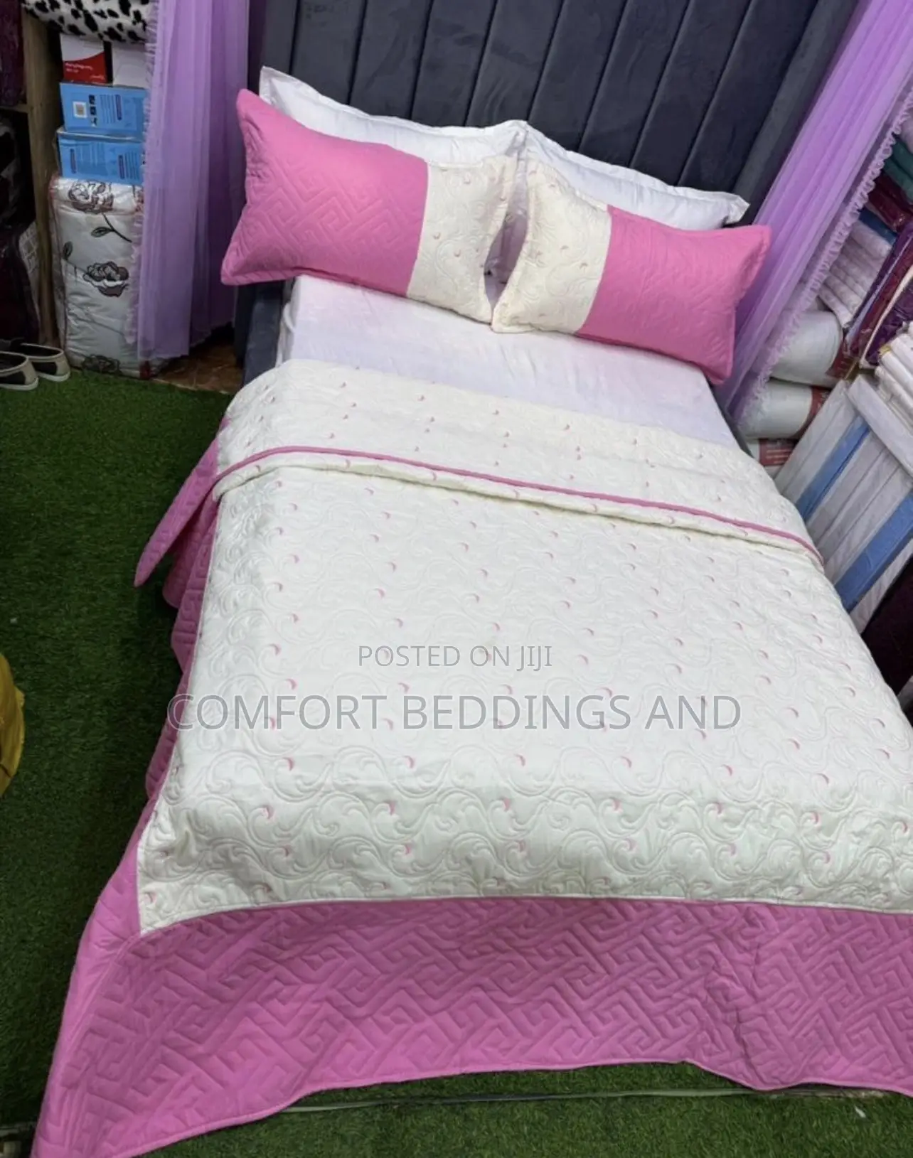 Light Cotton Bedspread Pink
