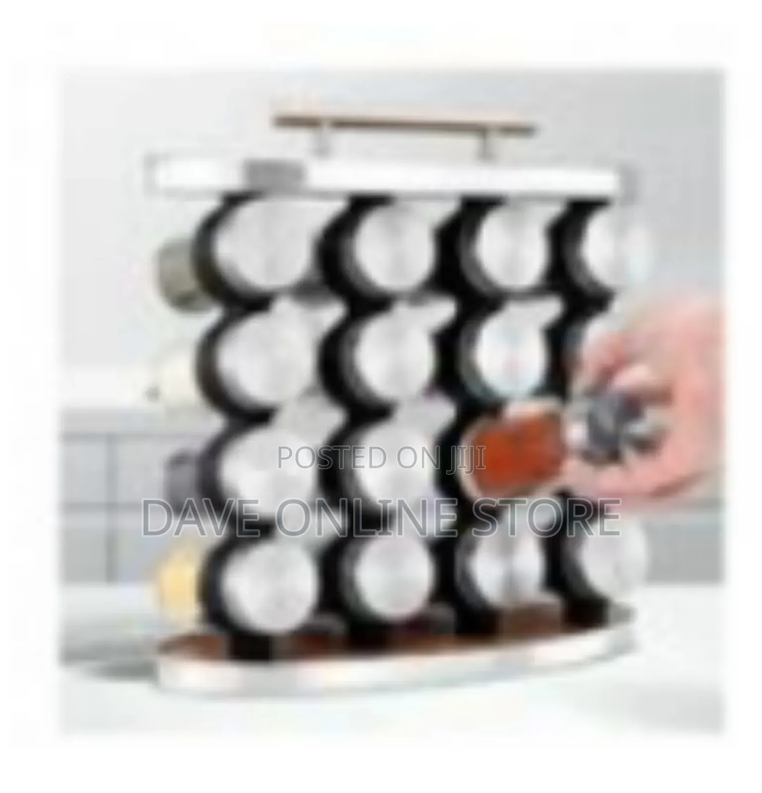 Modern 16-Jar Rotating Spice Rack With Stainless Steel Lid