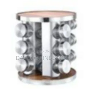 Revolving 12-Jar Spice Rack With Stainless Steel