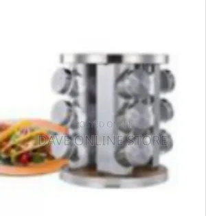 Revolving 12-Jar Spice Rack With Stainless Steel