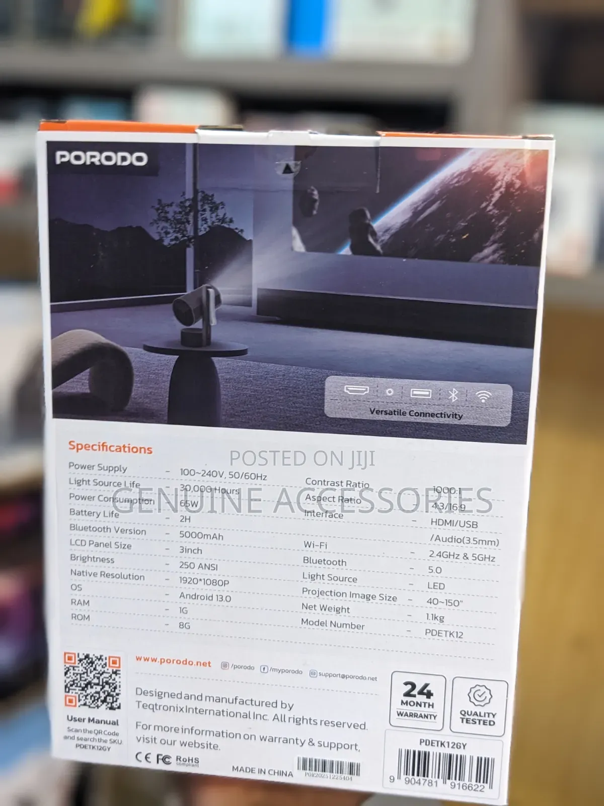 Porodo Premiere Rechargeable Android Smart Projector