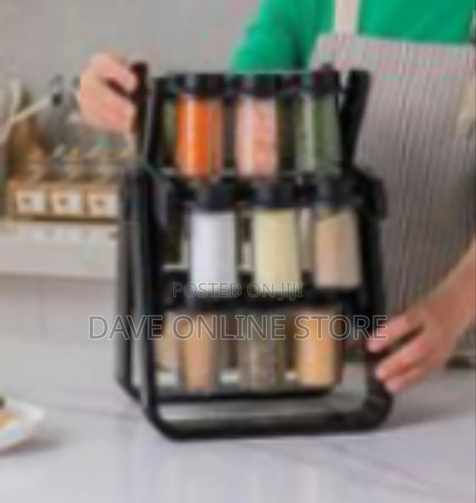 Rotating Ferris Wheel Spice Rack With 18 Glass Jars
