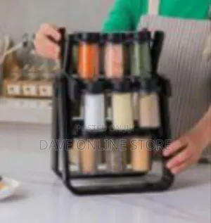 Rotating Ferris Wheel Spice Rack With 18 Glass Jars