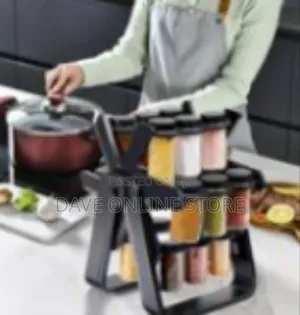 Rotating Ferris Wheel Spice Rack With 18 Glass Jars