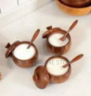 Three-Piece Set of Natural Bamboo/Wood Spice Jars or Sugar Bowls.