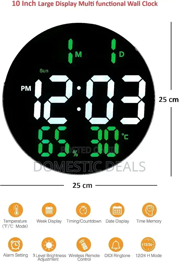 10" Plastic Digital Wall Clock