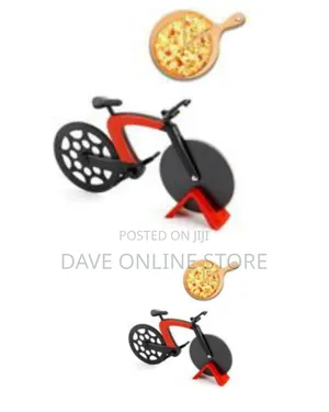 Novelty Bicycle-Shaped Dual-Wheel Pizza Cutter With Display Stand