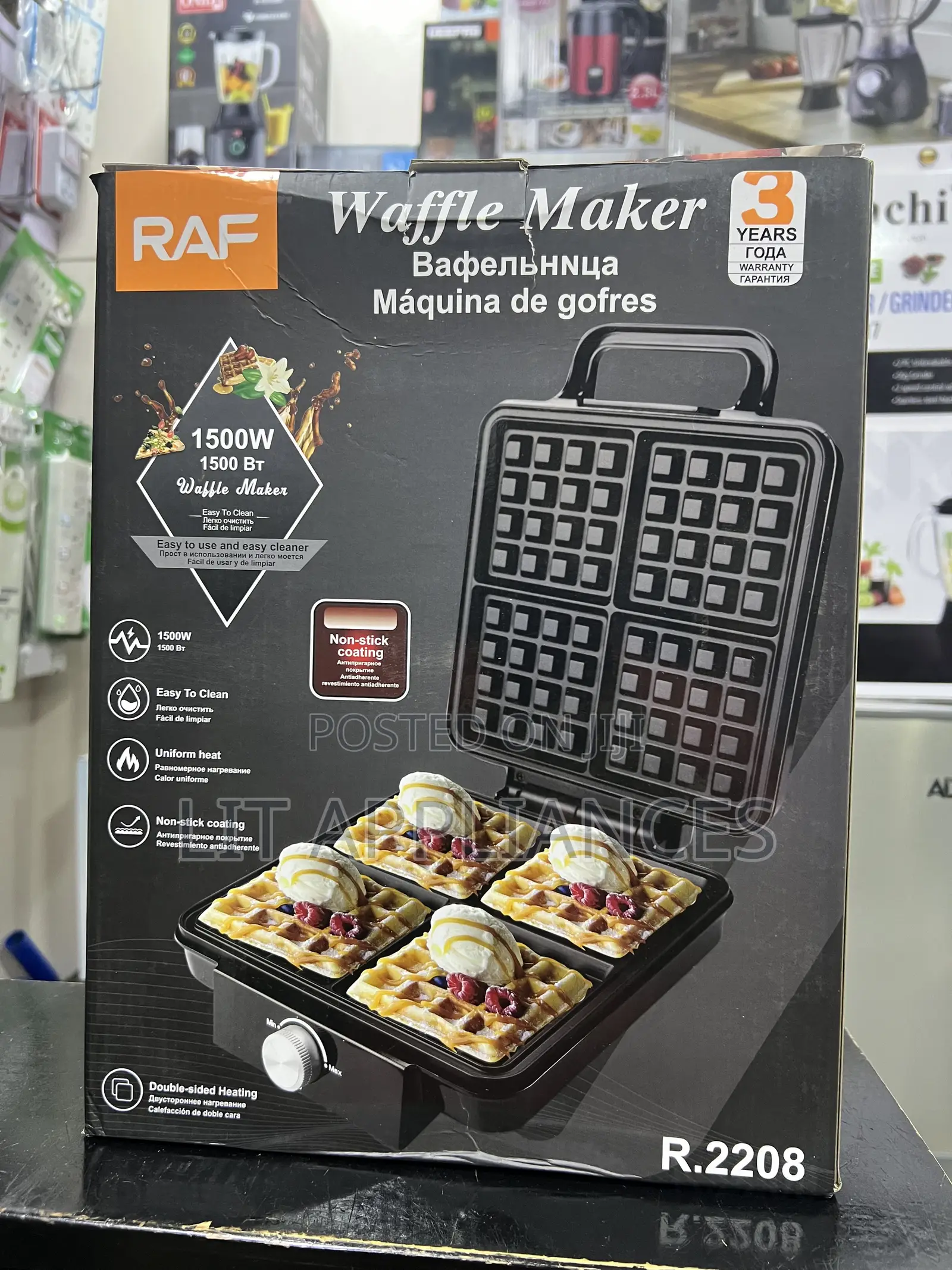 Raf 4 Slice Waffle Maker With 3years Warranty and Non Stick Coating.