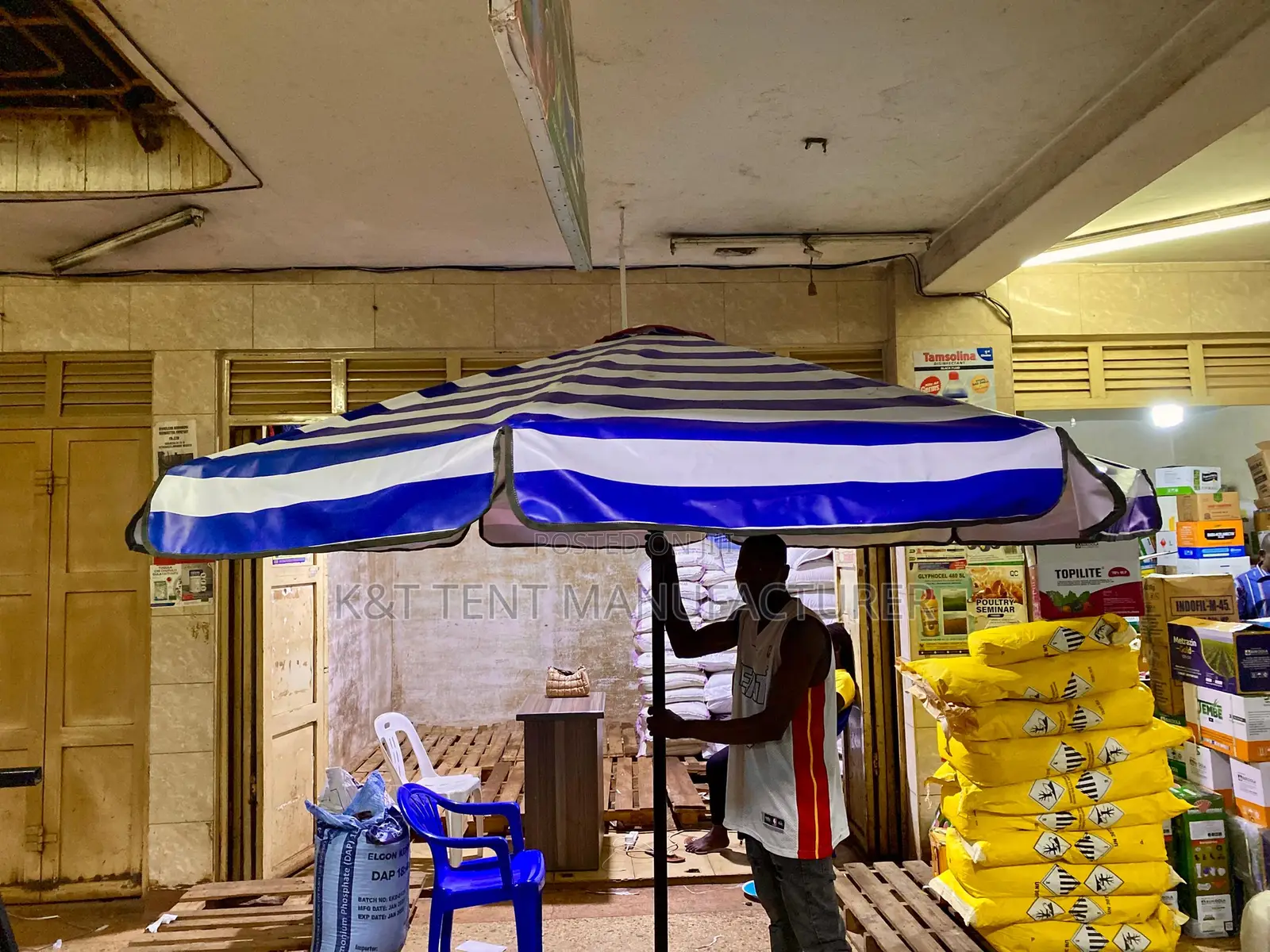 Umbeller in Blue and White Colour