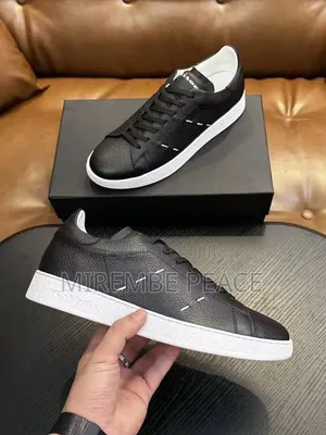 Black Leather Low Top Sneakers
