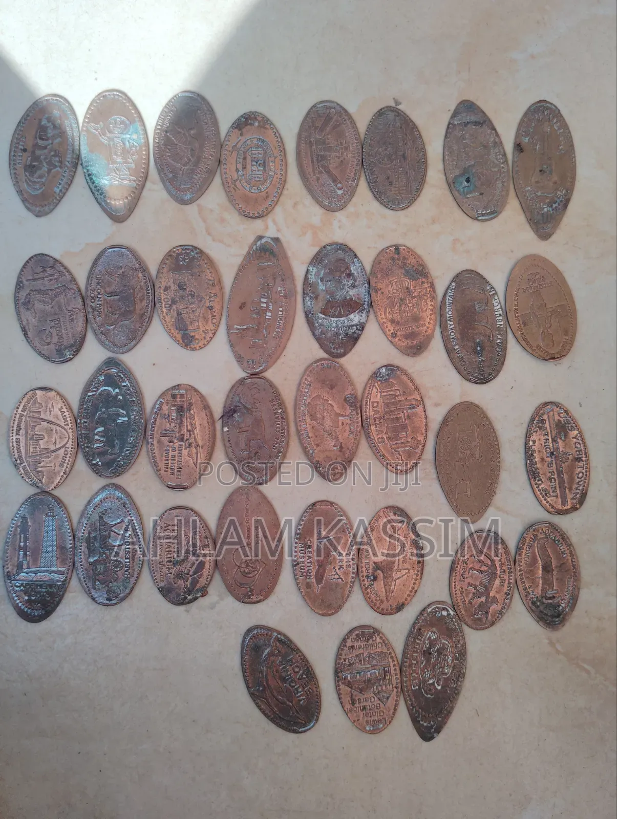 35 Assorted Pressed Elongated Copper Pennies
