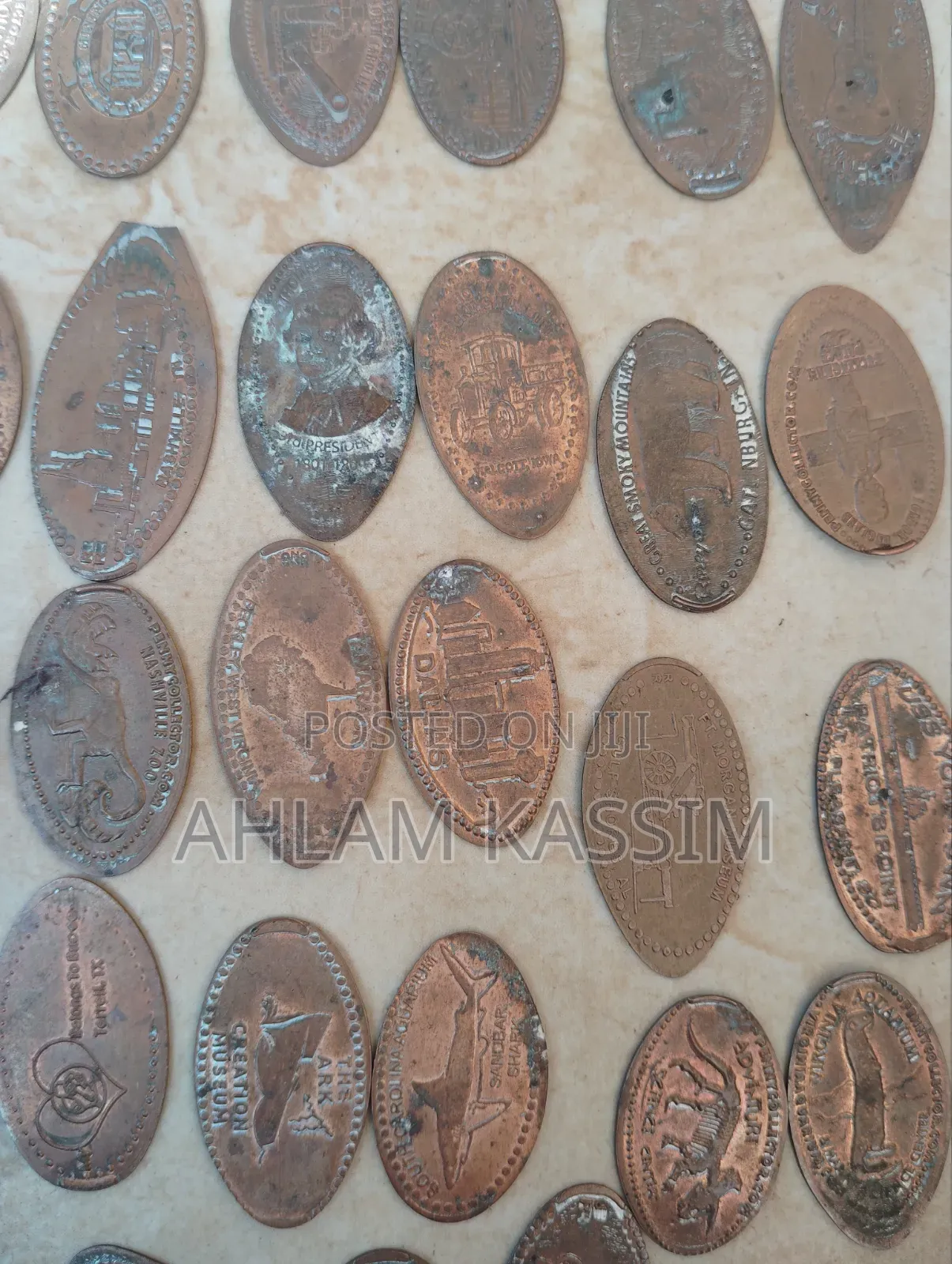35 Assorted Pressed Elongated Copper Pennies