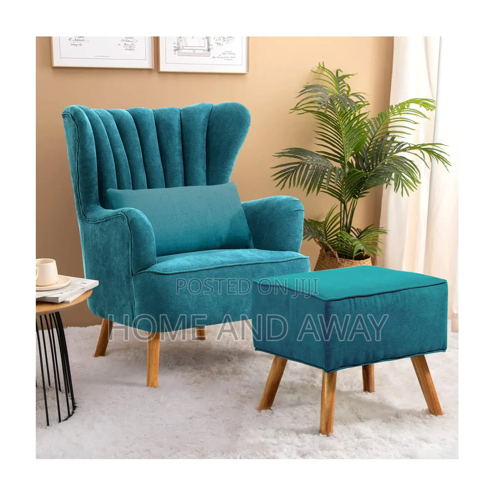Winged Single Sofas With Footrest Poufs in Any Colour From 700,000/-