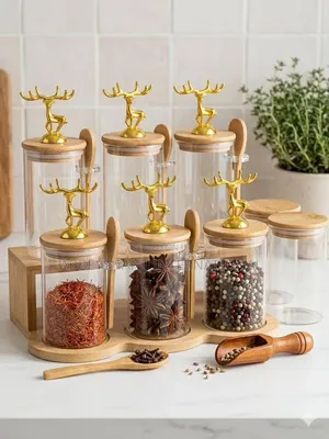 Handcrafted Bamboo and Glass Spice Jar