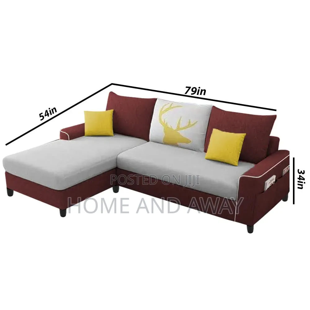 Maroon Grey 4 Seaters Mini L Sofa Couches With Delivery