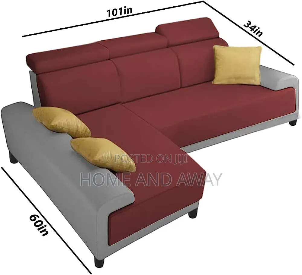 Maroon Grey 4 Seaters Mini L Sofa Couches With Delivery