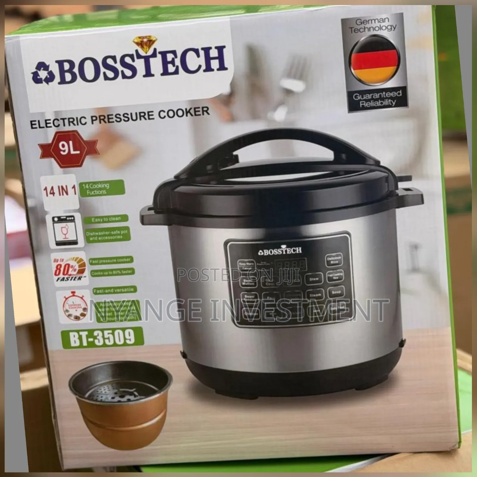 Bosstech 9ltrs Pressure Cooker With Steamer
.