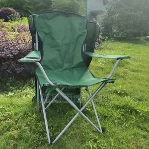 Folding Camping Chair With a Built-in Canopy and Cup Holder.