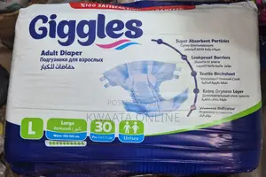 30 Count Giggles Adult Diaper, Sizes( M,L,Xl), Wetness Indicator