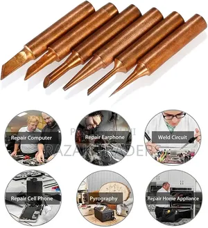 6pcs Copper Soldering on Tips Replaent Solder Tip Lead-Free Welding