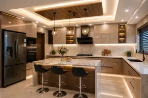 Luxury Modern Kitchen Island Wooden Ceiling Lighting Solutions