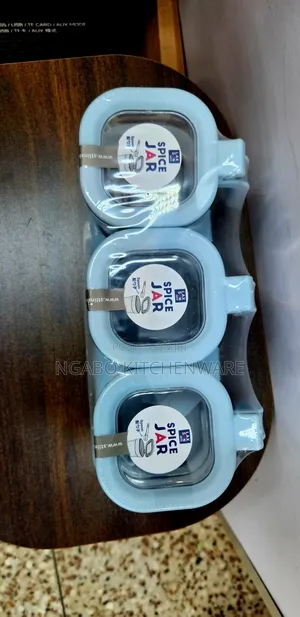 3-Piece Blue Plastic Spice Jar Set