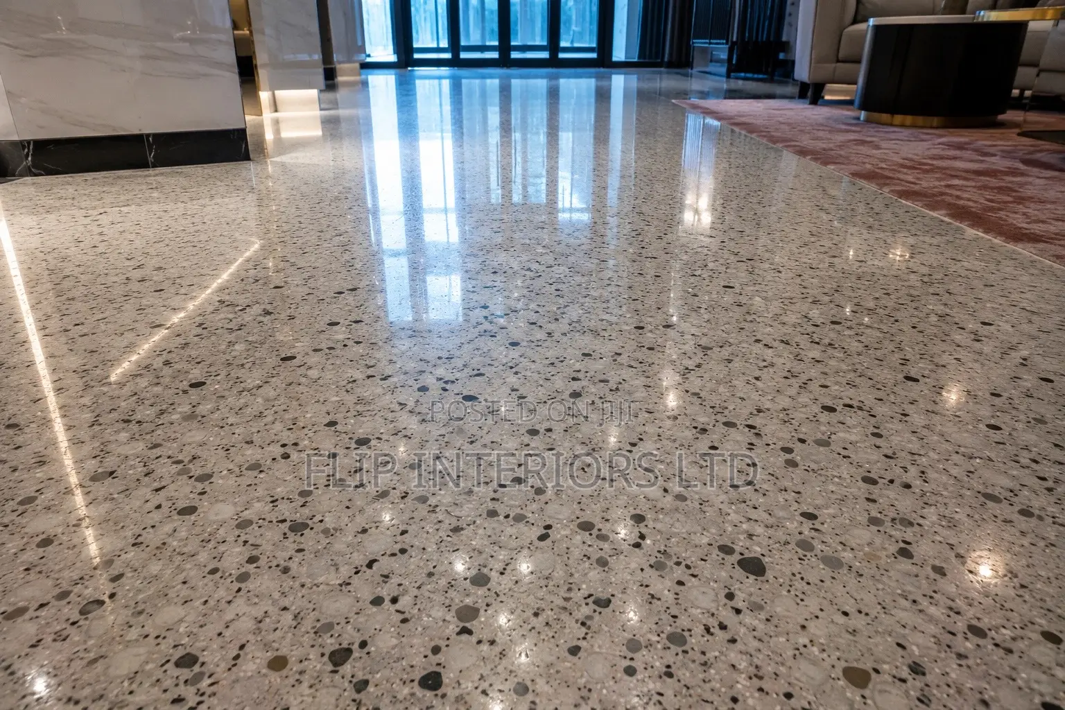 High-Gloss Terrazzo Flooring Finishes