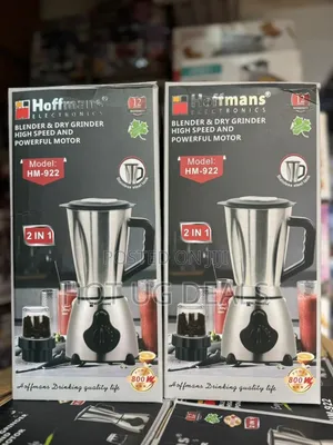 2 in 1 Hoffmans 1.5l Stainless Steel Jar Blender Plastic Grinder