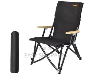 Black Outdoor Collapsible Portable Camping Chair.