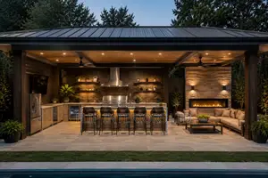 Luxury Outdoor Kitchen Lounge Design