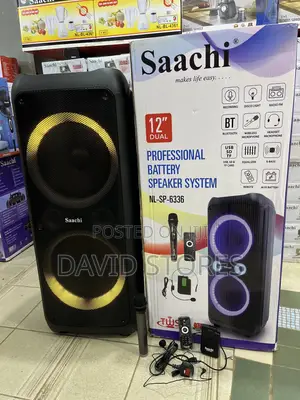 Saachi 12-Inch Dual Professional Battery Speaker– Wireless Microphone