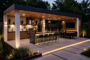 Modern Outdoor Entertainment BBQ Pavilion
