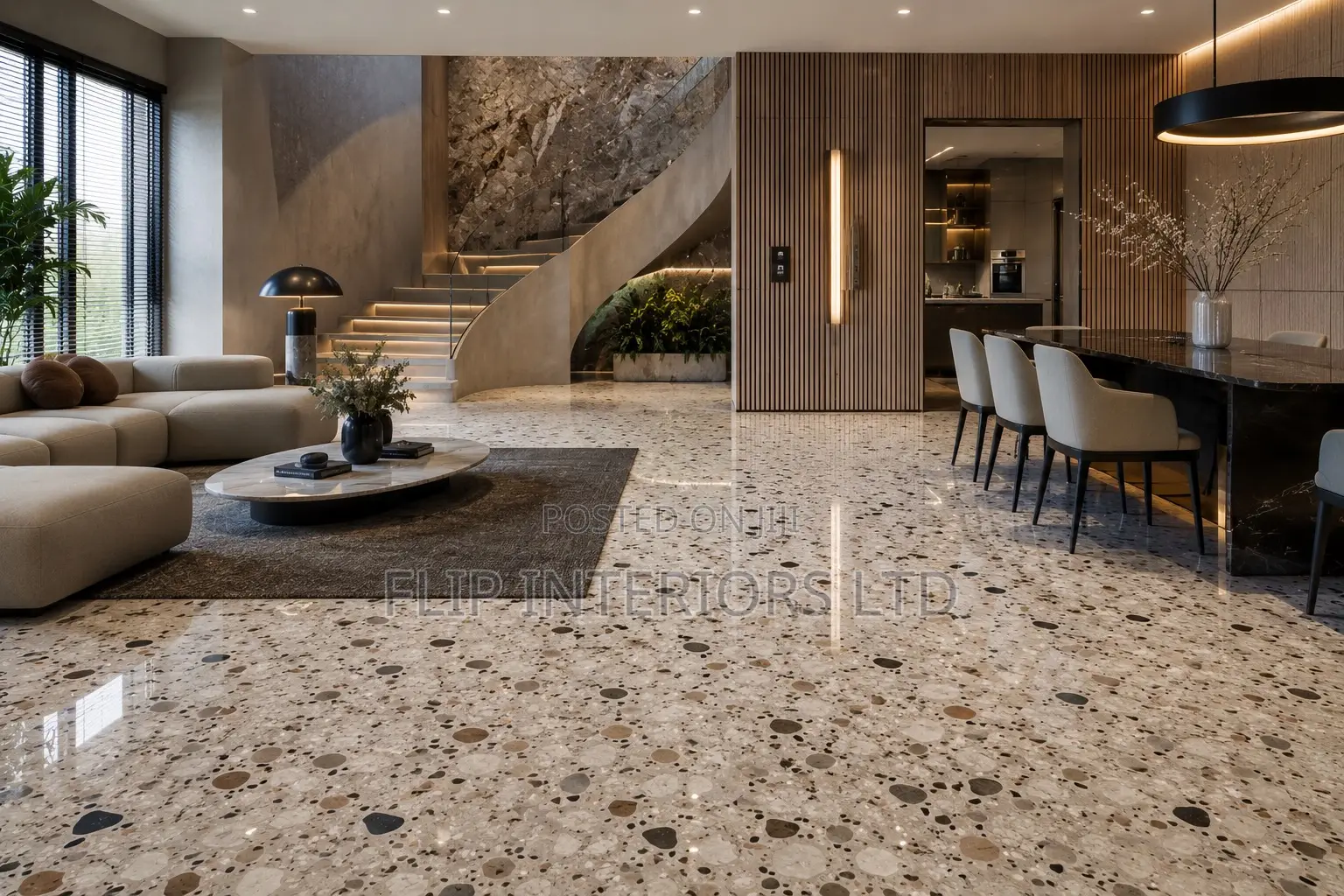 Elegant Terrazzo Living Space Design