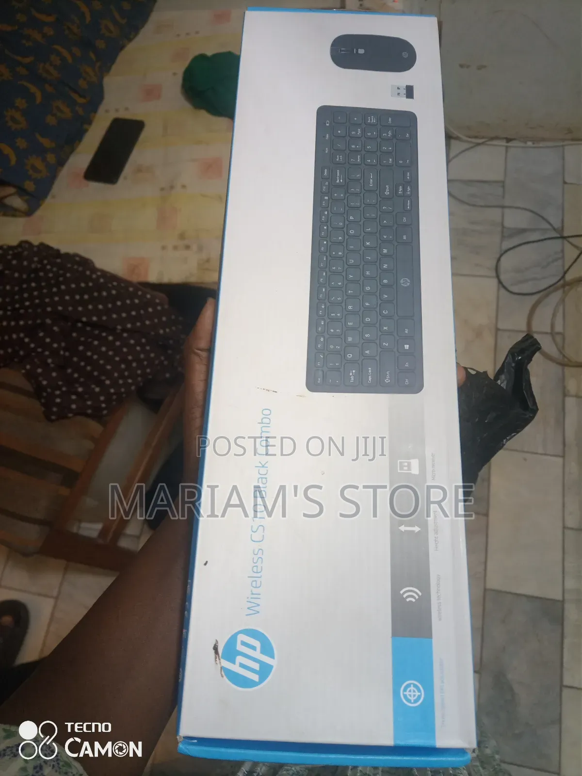 Hp Cs10 Wireless Keyboard and Mouse Combo in Black.