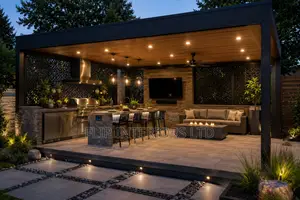 Modern Outdoor Kitchen Lounge Retreat