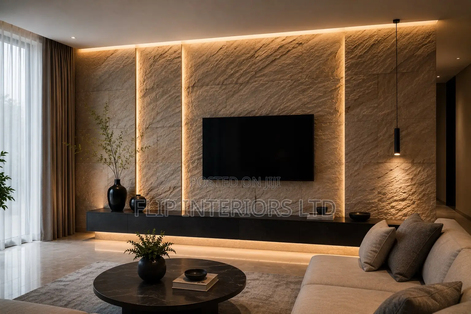 Luxury Stone Tv Wall Feature