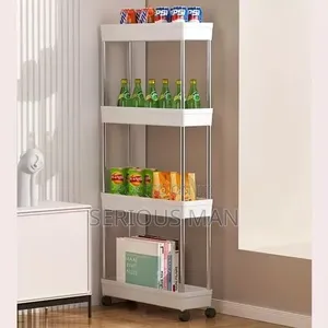 4 Layer Plastic Kitchen Storage Trolley Rack With Caster Wheels