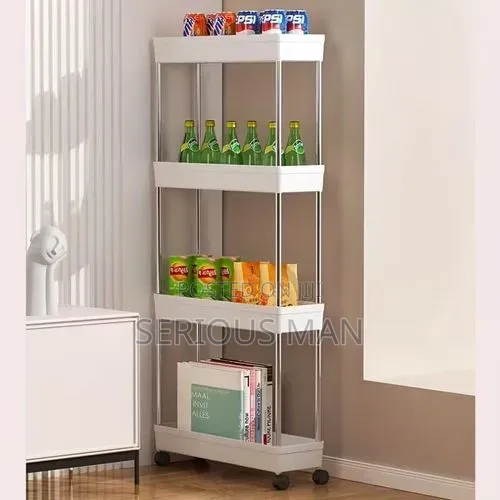 4 Layer Plastic Kitchen Storage Trolley Rack With Caster Wheels