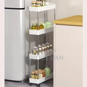 4 Layer Plastic Kitchen Storage Trolley Rack With Caster Wheels