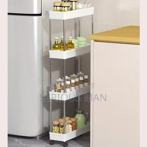 4 Layer Plastic Kitchen Storage Trolley Rack With Caster Wheels