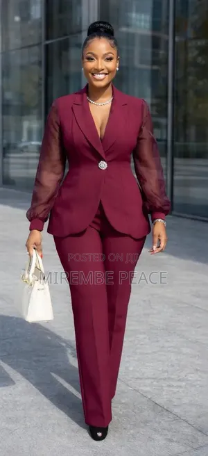 Burgundy Tailored Pants Suite