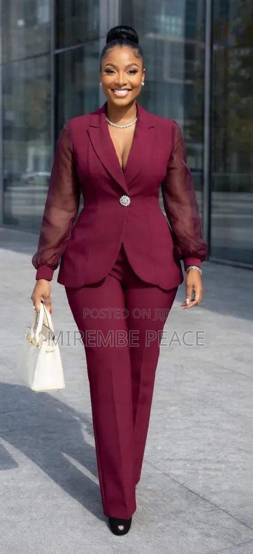 Burgundy Tailored Pants Suite