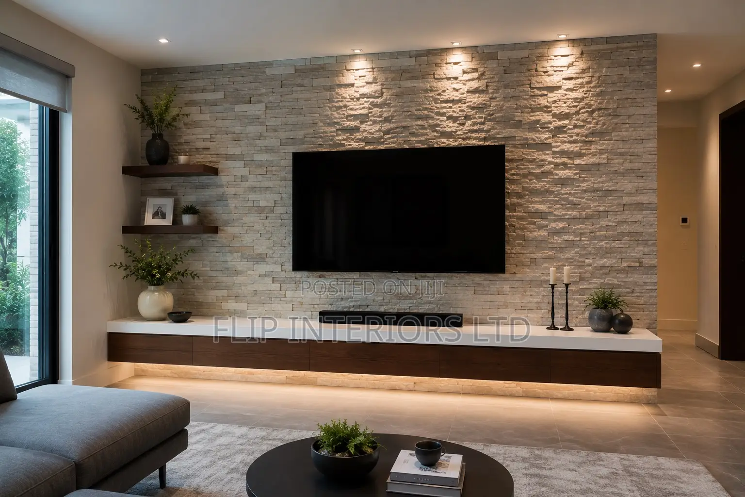 Modern Stone Feature Tv Wall Design