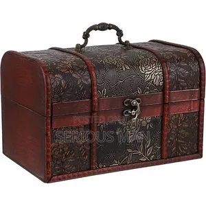 Pirate Vintage Wooden Treasure Storage Chest Box With Lock