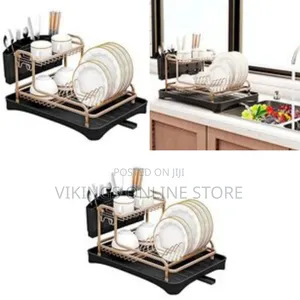 Aluminum Dish Drying Rack With Removable Cutlery Cup Holder