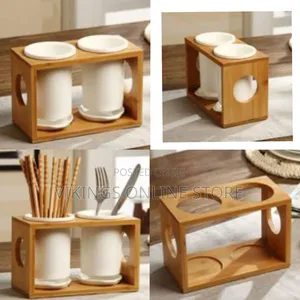 Chopsticks Storage Rack Ceramic Bamboo Dish Drainer Cutlery Holder