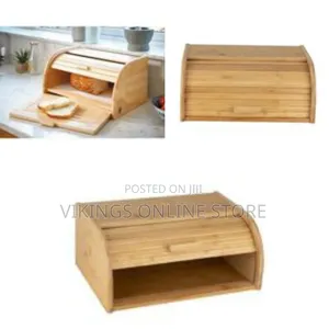 Wooden Bamboo Storage Bread Bin Container - Brown